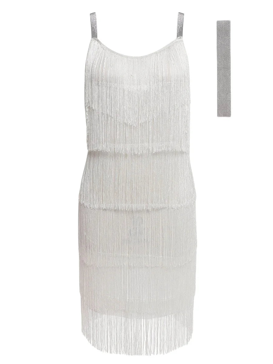 Vintage Vestidos 1920s Flapper Girl Fancy Dress Great Gatsby Dress Costumes Slash Neck Strappy Fringe Swing Party Dress Women