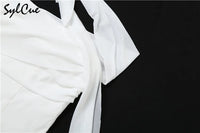 Sylcue Summer Bachelor Party White Simple Elegant Mature Beautiful Confident Feminine Sexy Women's Short Tight Dress