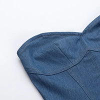 Leosoxs Fake Denim Strapless Sexy Dress Women Summer Trend Skinny Hipster Fashion Concert Birthday Party Clubwear Y2K Bodycon