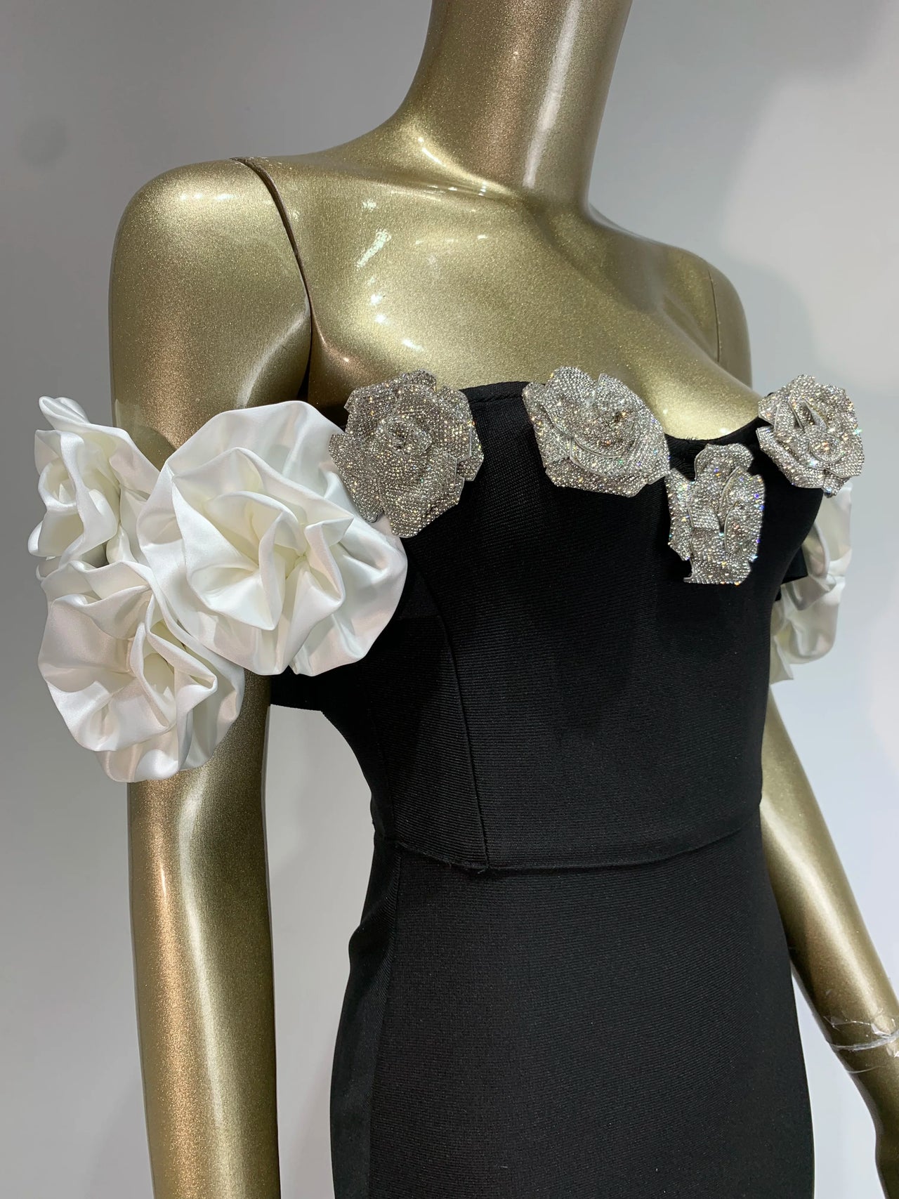 Women Celebrity Summer Sexy Off Shoulder Black Flower Maxi Long Bodycon Bandage Dress 2024 Elegant Evening Club Party Outfit