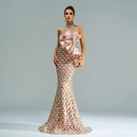 Halter Sequined Mermaid Evening Dress