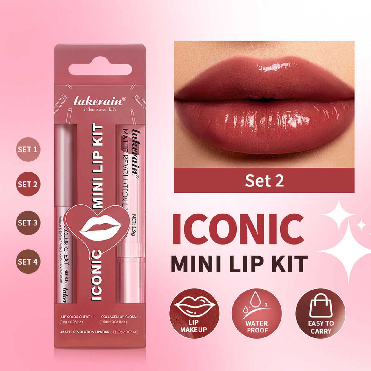 Three Lip Gloss Suit Lasting Waterproof Colorfast