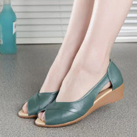 Casual Peep Toe Rubber Mid Heel Women's Sandals