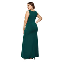Plump Girls Women's Dress Springsummer Knitted Sexy Round Neck Solid Color