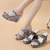Women's Plus Size Snake Wedge Slippers