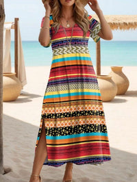 Spring And Summer Women's Elegant Slit Round Neck Dress