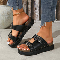 Women's Thick-soled Fashion Double-row Diamond Slippers Vacation Beach Shoes