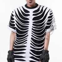 Special-interest Design Hollow Cut Bone T-shirt