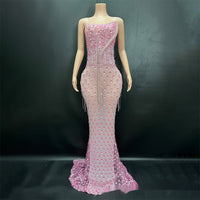 Niche Design Oblique Light Diamond Trailing Dress