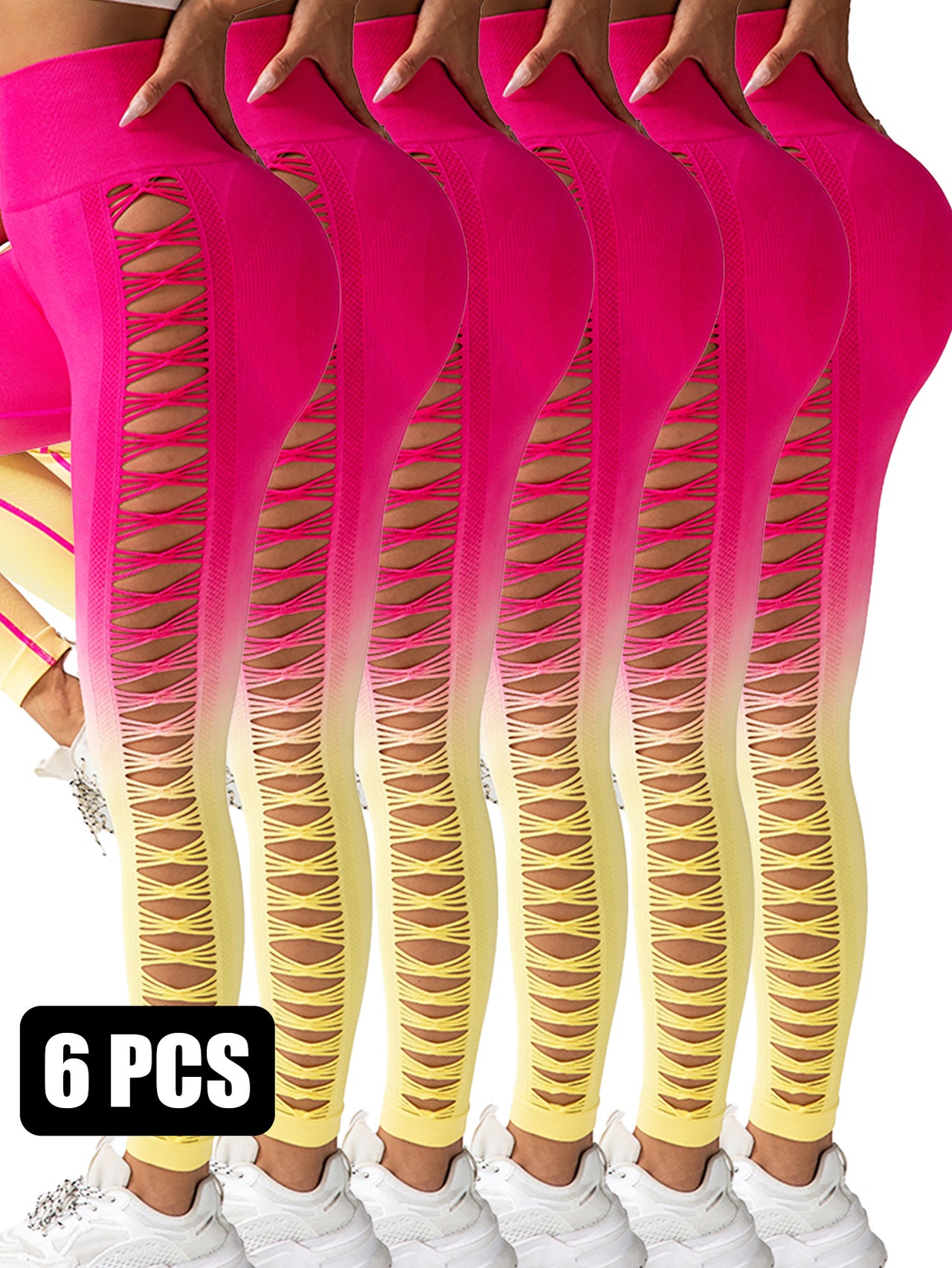 6PACK Gradient Butterfly Cutout Long Pants
