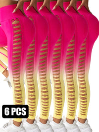 6PACK Gradient Butterfly Cutout Long Pants