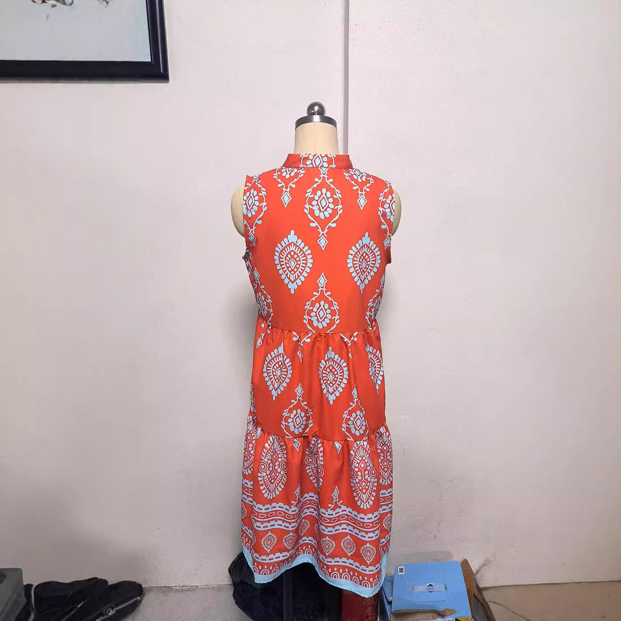 Women's Shirt Collar Sleeveless Long Dress