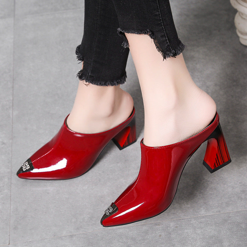 Closed Toe High Heels Women's Fashion Casual Graceful And Fashionable