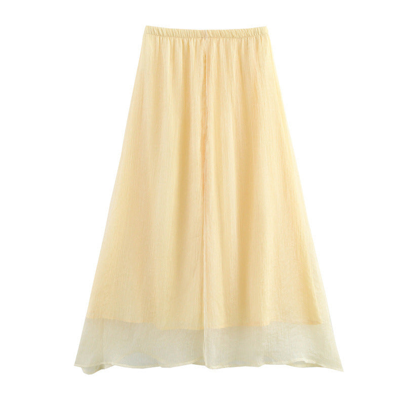 Ruffle Effect Solid Color Midi Dress Skirt