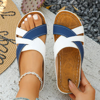 Color Matching One-word Women's Fashion Platform Wedge Slippers