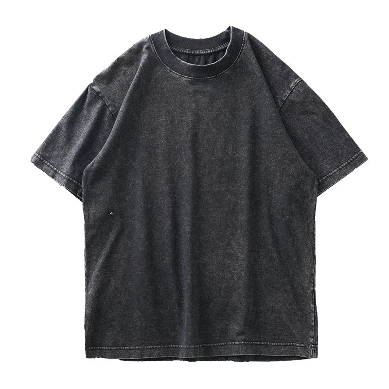 Washed And Worn Heavy Cotton T-shirt Men's Short Sleeve