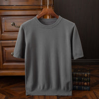 Men's Short-sleeved T-shirt Korean-style Trendy Round Neck Half-sleeve Sweater