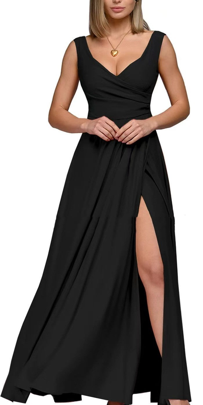 Solid Color Sleeveless Waist Dress