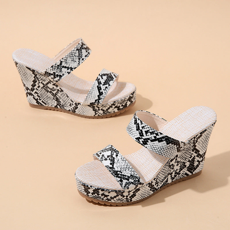 Women's Plus Size Snake Wedge Slippers