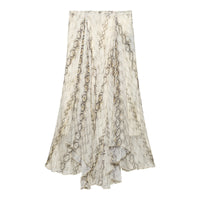 Spring And Summer European And American Style Snake Print Wide Hem Midi Skirt