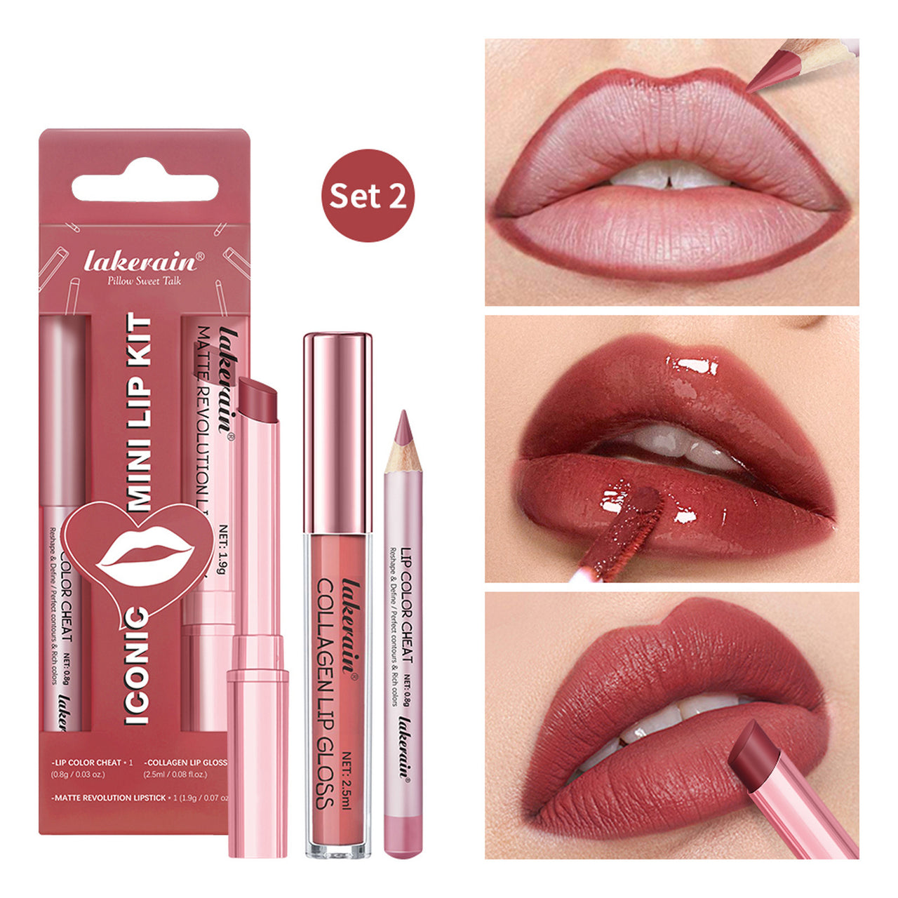 Three Lip Gloss Suit Lasting Waterproof Colorfast