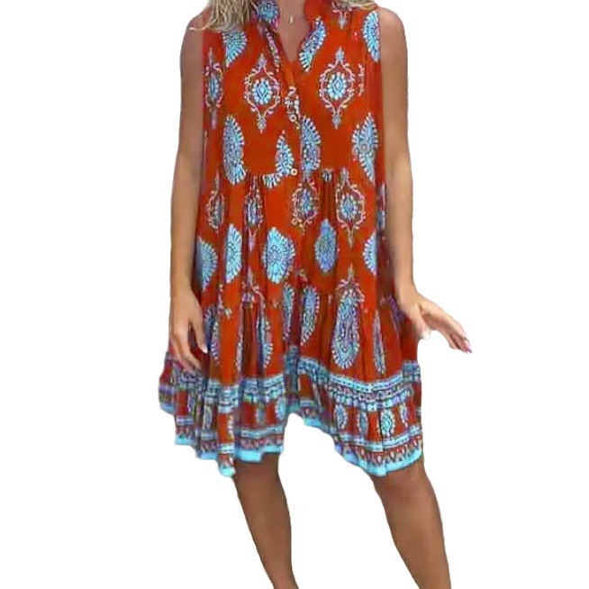 Women's Shirt Collar Sleeveless Long Dress