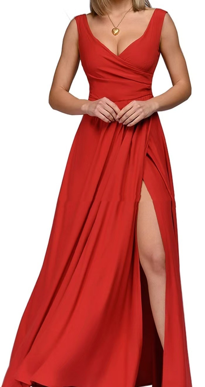Solid Color Sleeveless Waist Dress