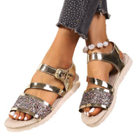Plus Size Sequin Fashion Buckle Platform Sandals