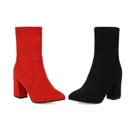 Autumn And Winter Pointed-toe Retro Slimming Stretch Women's High Heels