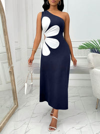 Large Flower Off-the-shoulder Sling Dress