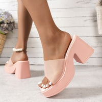 Transparent Ankle-strap Platform Platform Platform Slippers