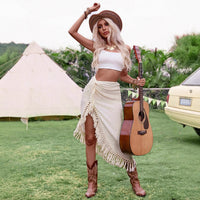 Tassel Beach Hollow Irregular Skirt Sexy