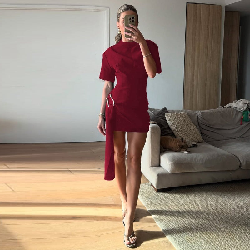 Women's Round Neck Half Sleeve Short Dress