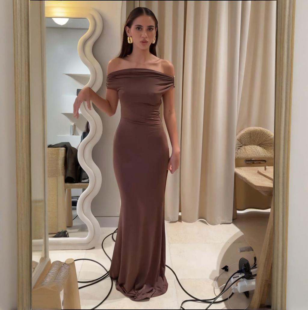 French Style Off-shoulder Shoulder-baring Sexy Temperament Waist-tight Dress Women