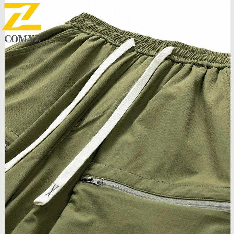 Summer Casual Shorts Men's Plus Size Elastic Waist Quick-dry Sports Shorts Jogger Fishing Cycling Multi-pocket Overalls Shorts