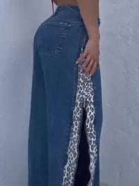 Leopard Print Zip-up Jeans