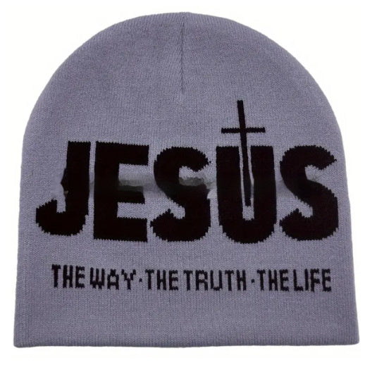 Jacquard Brimless Knitted Hat Letters Autumn And Winter Wool Sleeve Cap