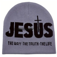Jacquard Brimless Knitted Hat Letters Autumn And Winter Wool Sleeve Cap