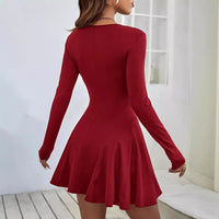 European And American Simple Pure Desire Red Dress