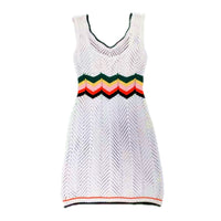 Rainbow Knitted Dress Mid-length Hollow Vest
