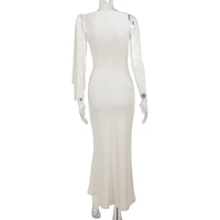 One-shoulder Ribbon Long Dress Ins Fashion Slim Sleeveless Dresses For Evening Party Club Clothing Women