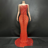 Niche Design Oblique Light Diamond Trailing Dress