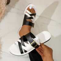 Women's Color Matching Round Head Flat Plus Size Slippers