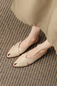 Chunky Heel Mid Heel Hollow-out High-grade Sense Closed-toe Slippers