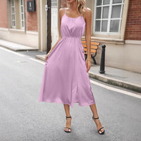 Women's Clothing Cross-border Solid Color Sling Dress