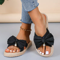Women's Rope Bottom Solid Color Fashion Trendy Indoor Outdoor Bowknot Slippers