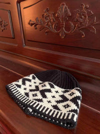 Diamond Color Matching Winter Warm Handmade Knitted Hat Children