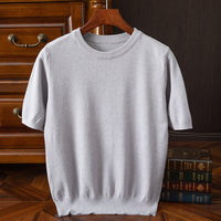 Men's Short-sleeved T-shirt Korean-style Trendy Round Neck Half-sleeve Sweater