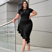 Sexy Casual Tied Lotus Leaf Hem Dress