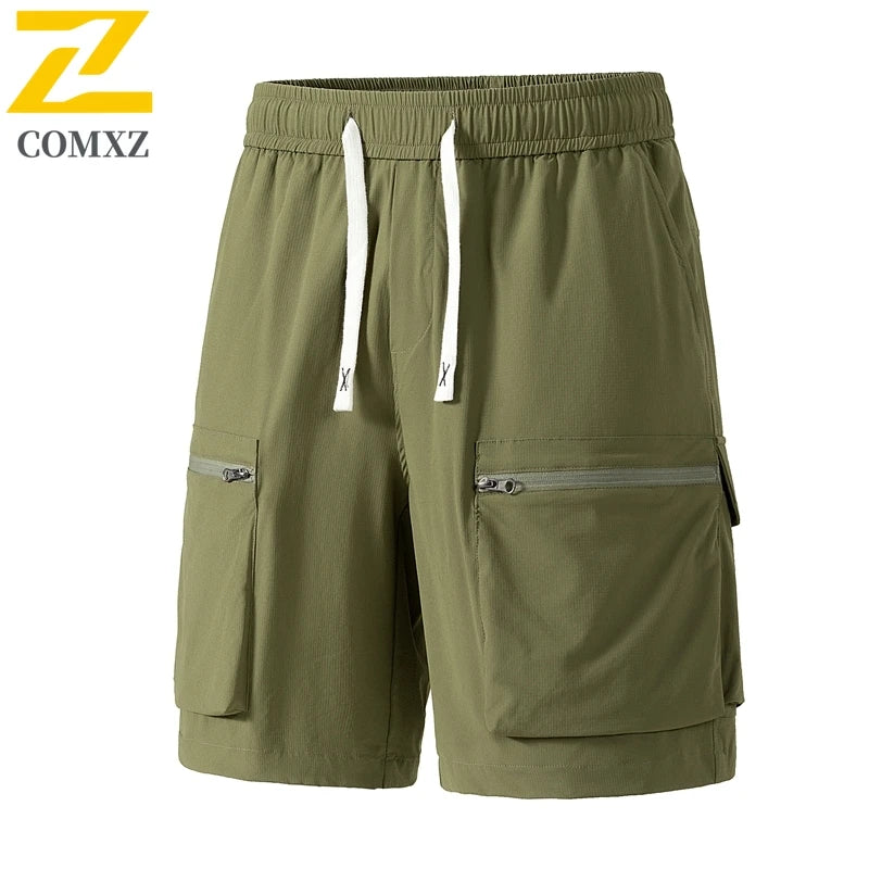 Summer Casual Shorts Men's Plus Size Elastic Waist Quick-dry Sports Shorts Jogger Fishing Cycling Multi-pocket Overalls Shorts